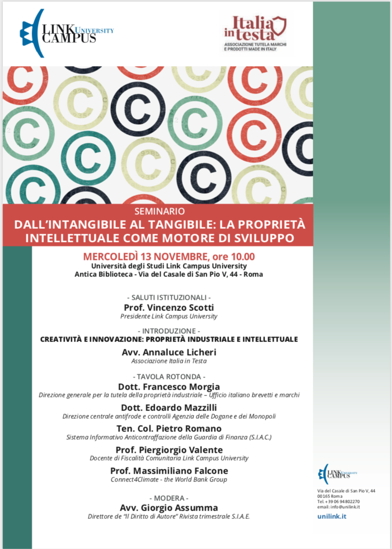 Programma tutela del marchio seminario Italia in testa roma